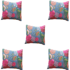 The Decor Nook Grey Base With Multicolour Flowers Print Cushion Cover
