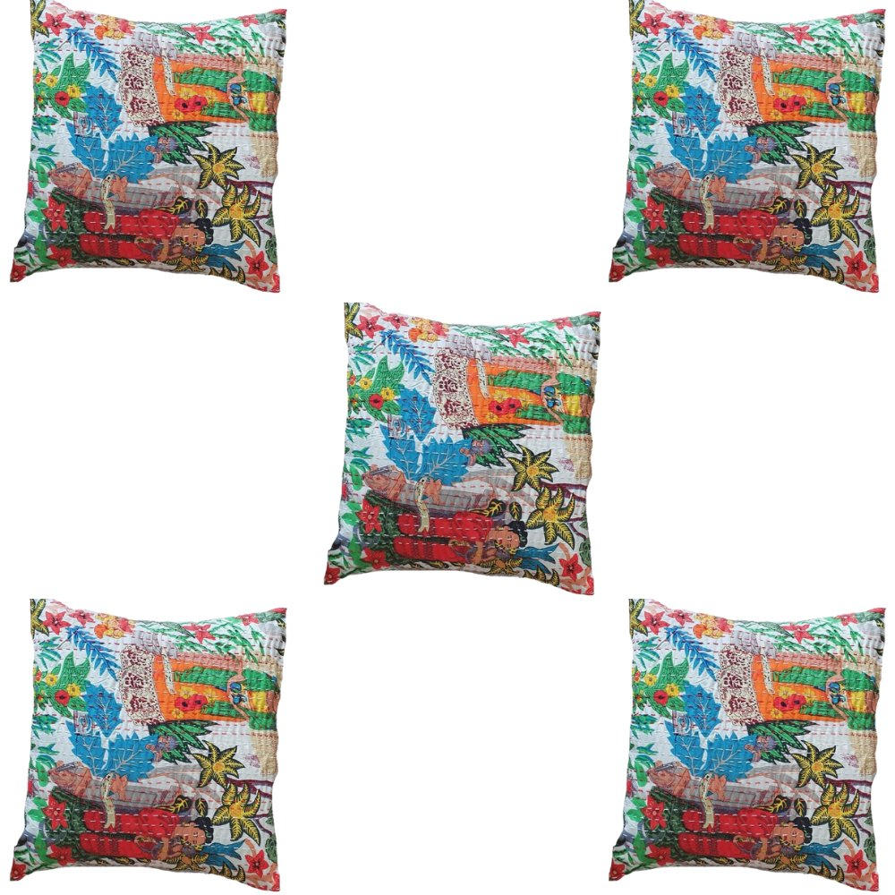 The Decor Nook Off White Base With Kimono Girls Print Cushion Cover