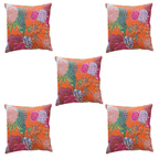 The Decor Nook Orange Base With Multicolour Flowers Print Cushion Cover