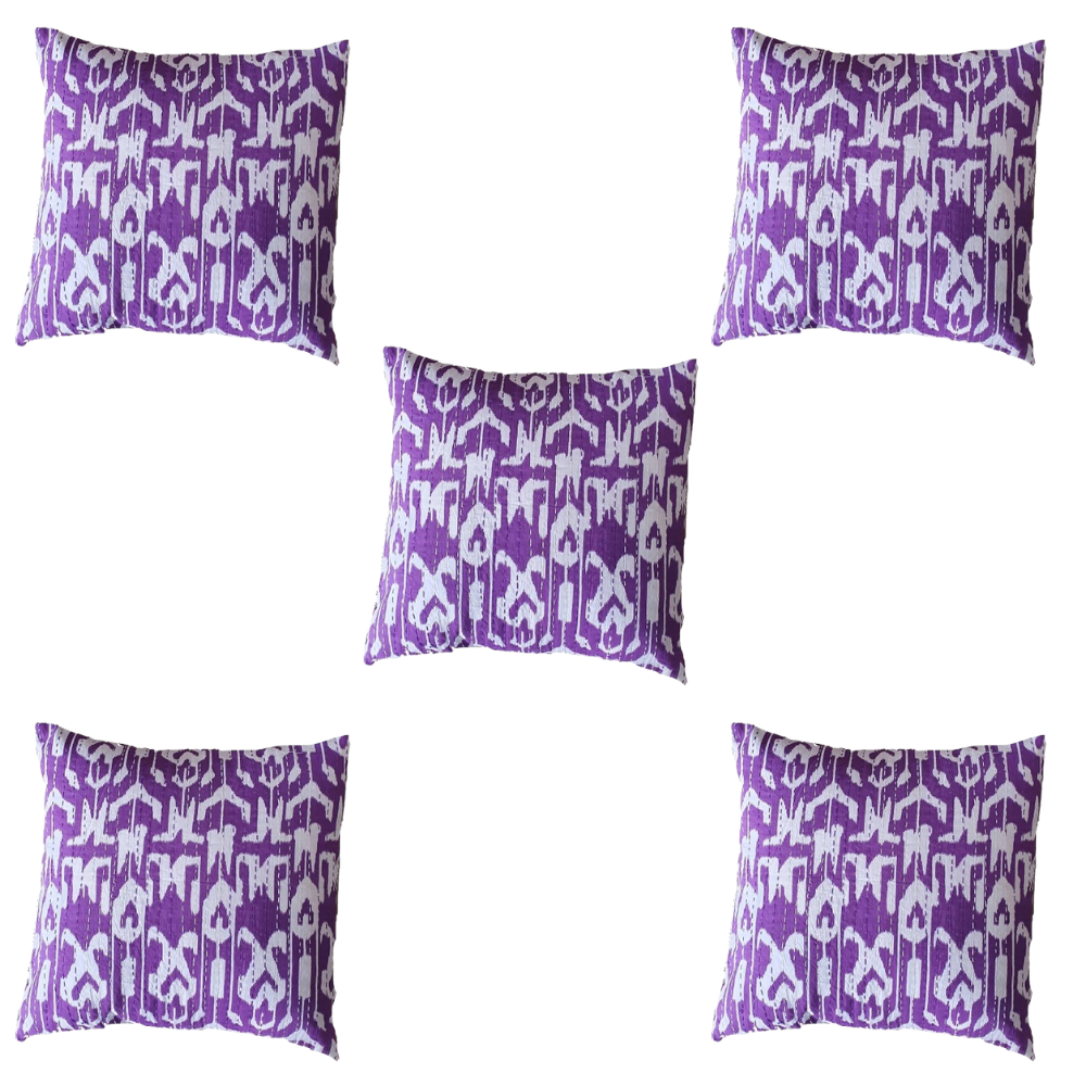 The Decor Nook Purple Base With White Print Cushion Cover