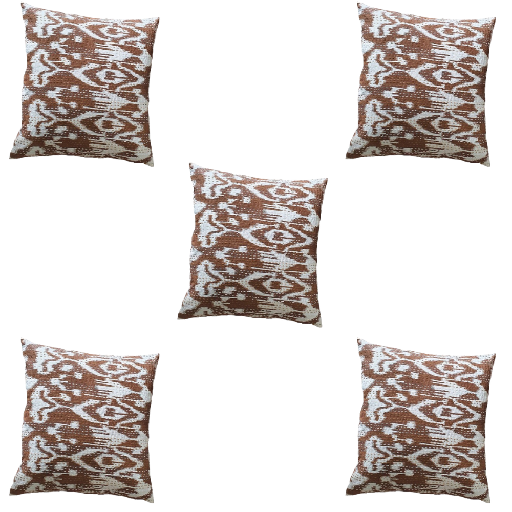 The Decor Nook Off White Base With Brown Print Cushion Cover