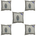 The Decor Nook Grey Floral Pattern With Grey Border Cushion Cover