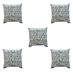 The Decor Nook Green / Teal Leaf Print With Teal Border Cushion Cover