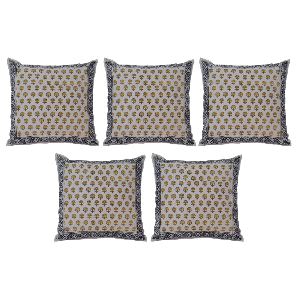 The Decor Nook Yellow Booti Print Cushion Cover