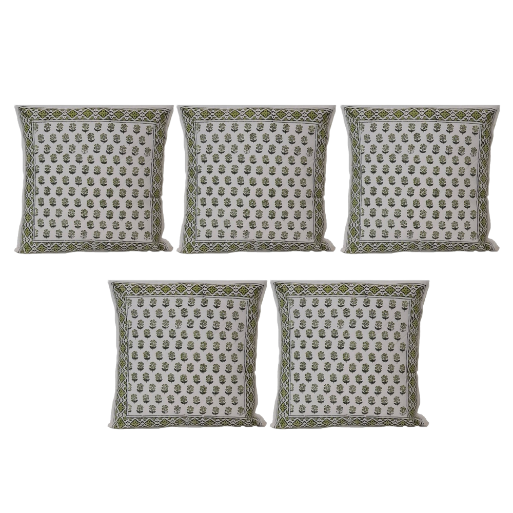 The Decor Nook Green Booti Print Cushion Cover