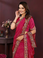 Ai Fashion Magenta Georgette Digital Print Party Wear Saree - Distacart