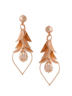 NVR Women Rose Gold Leaf Shaped Drop Earrings - Distacart