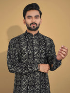 Anaita Black Printed Cotton Straight Kurta