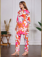 Prazu Fashion Multi Color Printed Cotton Reyon Festival Wear Co-Ord Set