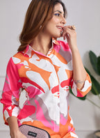 Prazu Fashion Multi Color Printed Cotton Reyon Festival Wear Co-Ord Set