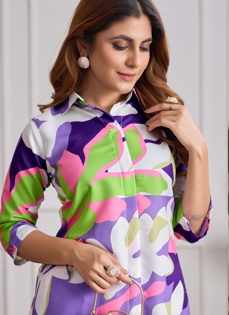 Prazu Fashion Multi Color Printed Cotton Reyon Festival Wear Co-Ord Set - Distacart