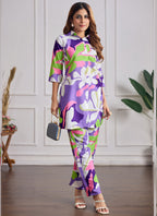 Prazu Fashion Multi Color Printed Cotton Reyon Festival Wear Co-Ord Set - Distacart