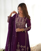 Lehenga Mart Designer Sharara Suit With Kurta, Sharara, Dupatta For Women-Purple - Distacart