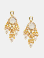 Ruby Raang 22k Gold Polished Kundan Earrings With Pearls - Distacart