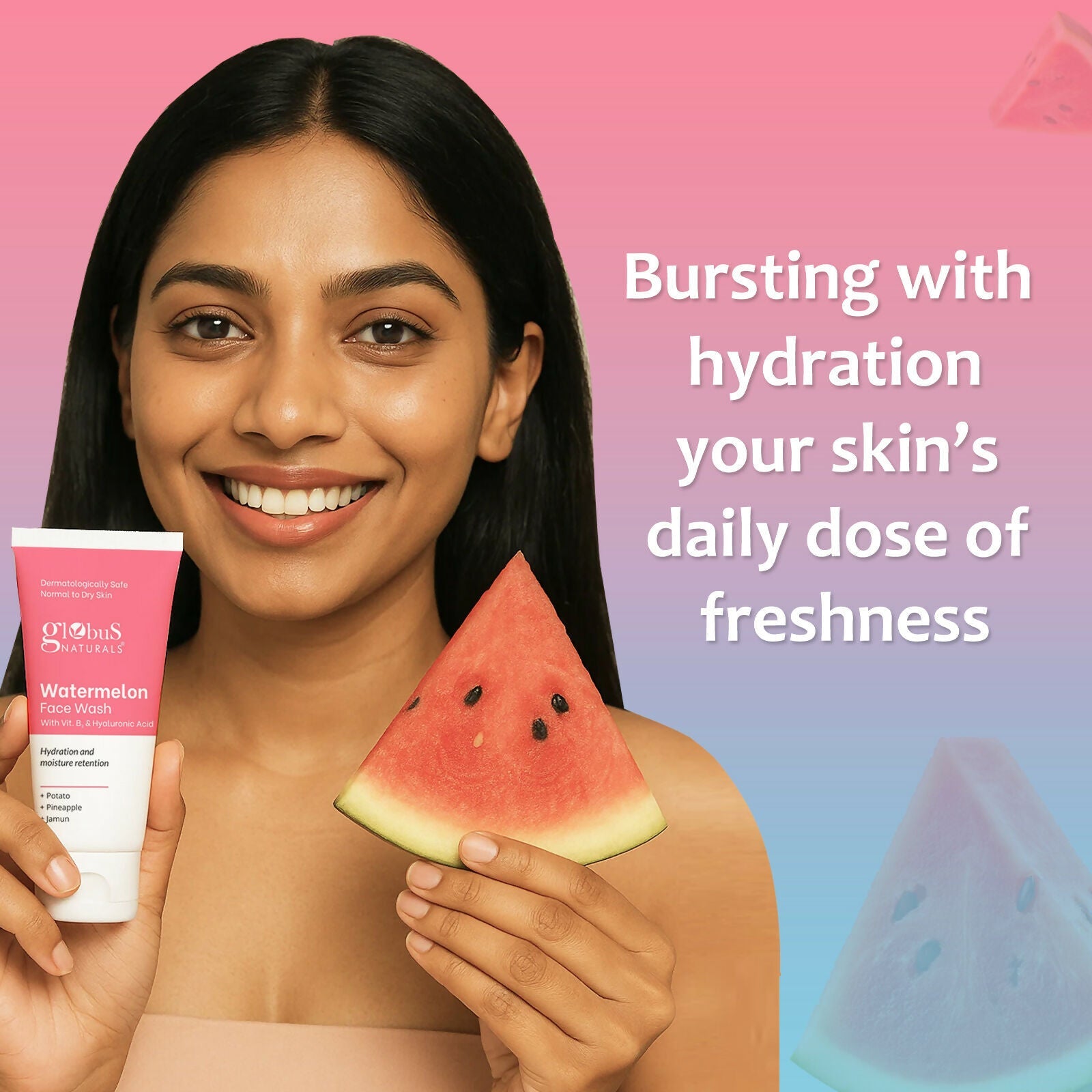 Globus Naturals Watermelon Face Wash with Vitamin B3 & Hyaluronic Acid - Distacart
