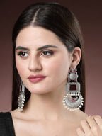 NVR Women's Silver-Plated Artificial Stones and Beads Chandbali Earrings - Distacart