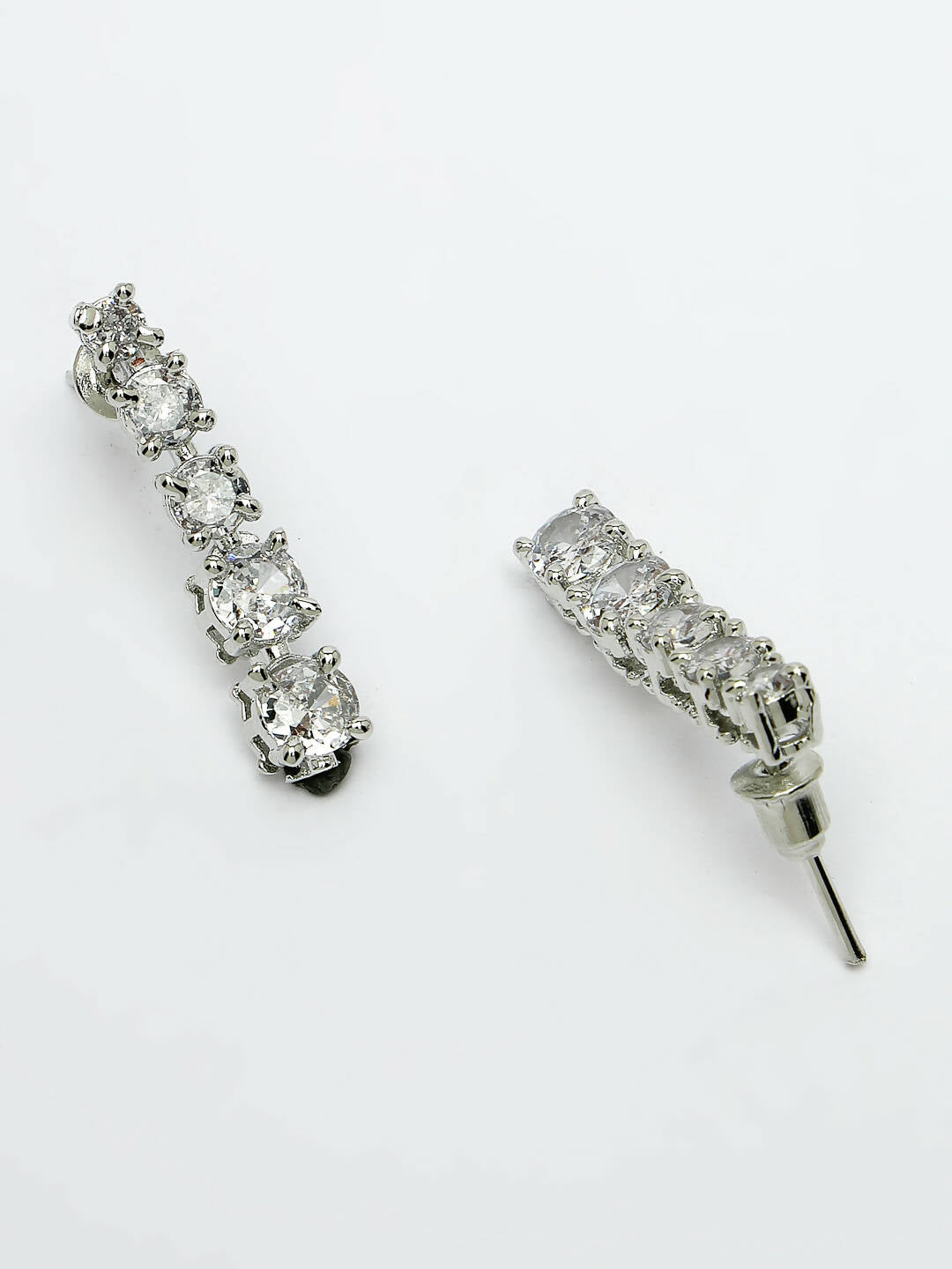 NVR Women Silver Plated Cz Stone Handcrafted Jewellery Set