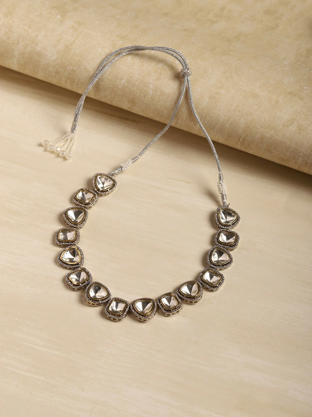 Kundan with Diamond Details Neckpiece- Ruby Raang