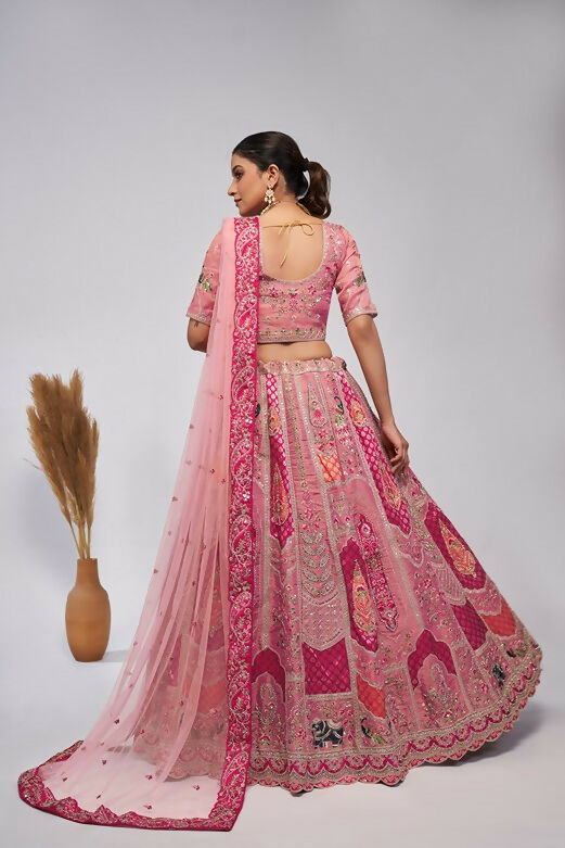 Kesar Fab Pink Silk Embroidered Lehenga