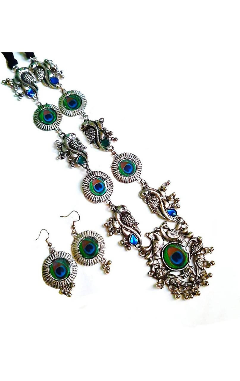 Mominos Fashion Silver-Plated Peacock Design Necklace Set Mangalsutra - Distacart