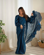 Teeya Creation Blue Color Zimichhu Silk Ready To Wear Saree - Distacart
