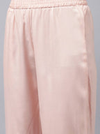 Yufta Women Pink Ethnic Motifs Yoke Design Thread Work Kurta with Palazzo