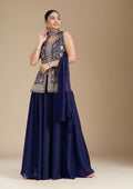 Teeya Creation Blue Color Star Georgette Party Wear Designer Peplum Sharara Set