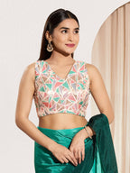Joban Fashion Pink Jacquard Padded Blouse With V Neck Sleeveless - Distacart