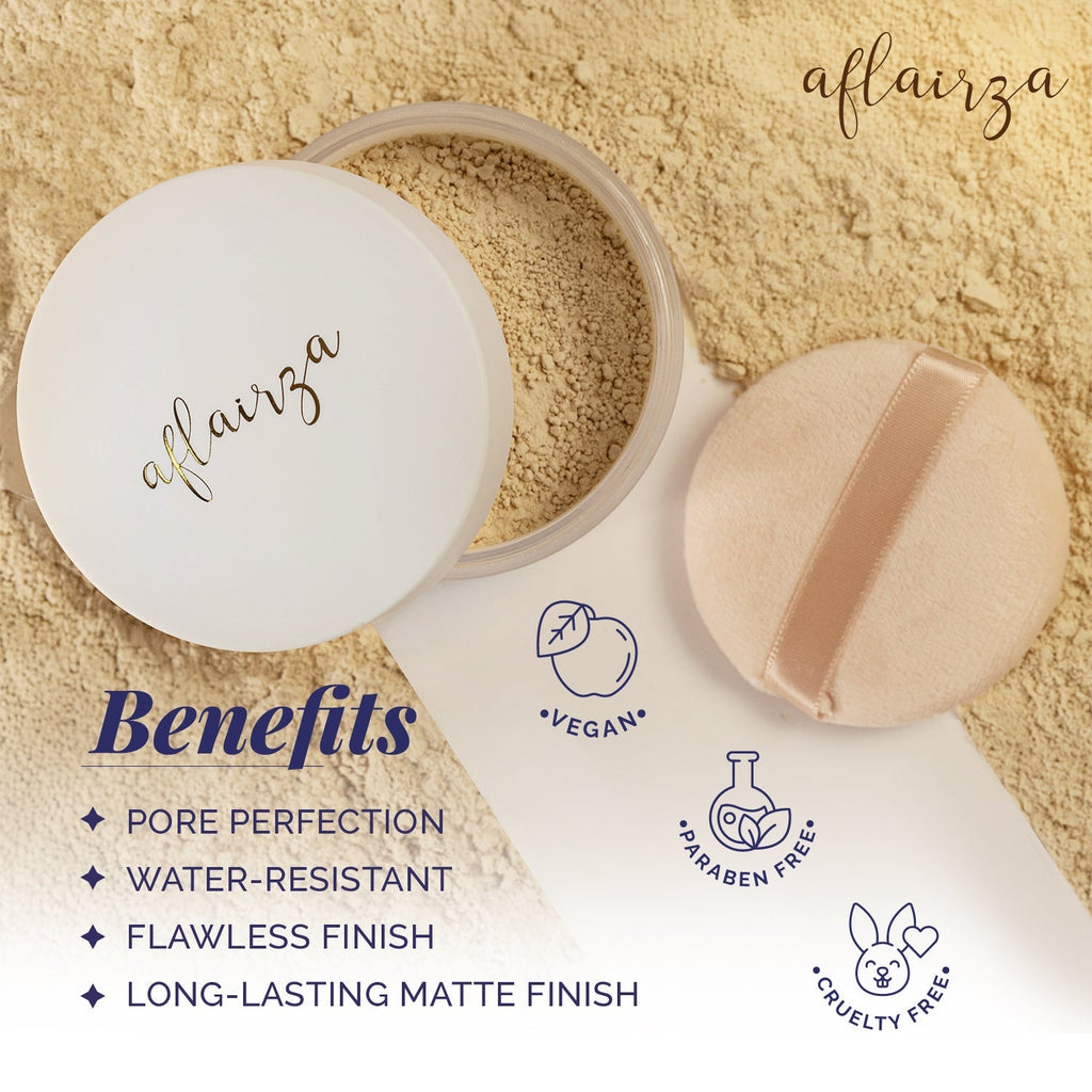 Aflairza Loose Setting Powder with Universal Shades for Long-Lasting Oil Control, Blurs Pores & Smooth Finish