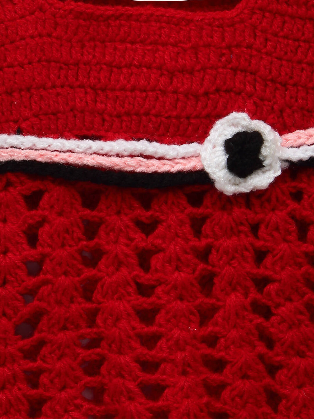 Chutput Kids Red Ice Cream Design Solid Wool Frock