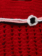 Chutput Kids Red Ice Cream Design Solid Wool Frock
