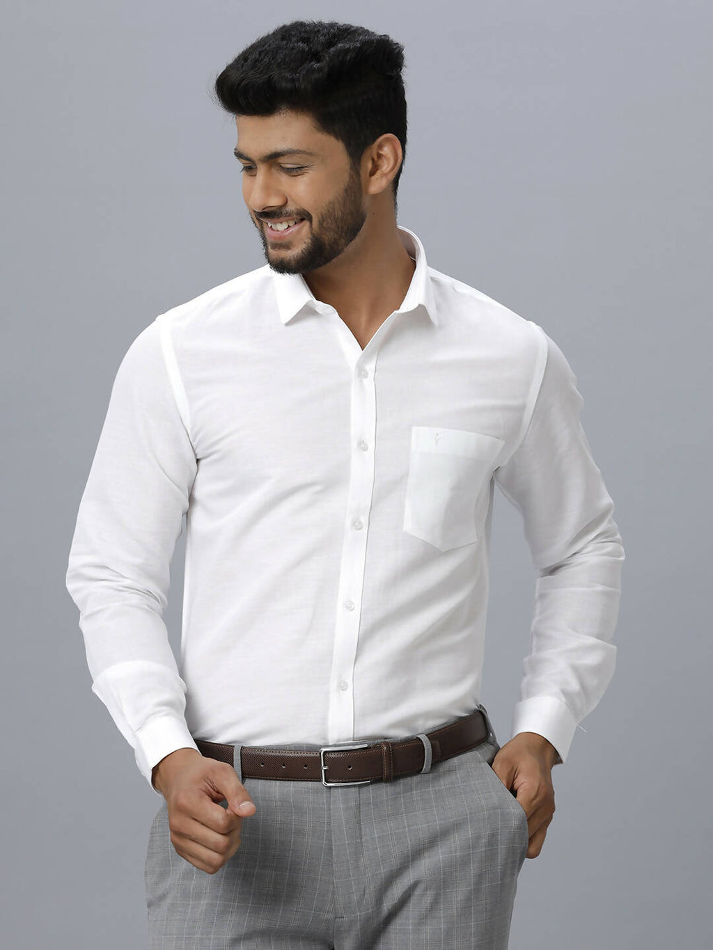 Ramraj Cotton Mens Full Sleeve White Shirt Plus Size - Justice White