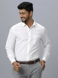 Ramraj Cotton Mens Full Sleeve White Shirt Plus Size - Justice White