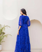 Aayaa Designer crape hand work Multi indo western - Blue - Distacart