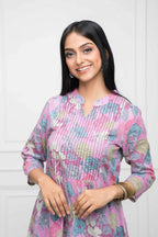 Myshka Women Multi Floral Rayon A-Line Round Neck Kurtas - Distacart