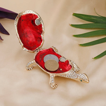 Estele Gold-Polished Deliberate Tortoise Idol with multi-color Stone Type:Enamel for Home/Car decor