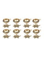 Tied Ribbons Gold Toned 8 Pieces Decorative Brass Diyas With Tortoise Base