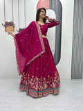 Teeya Creation Rani Color Chinon Silk Embroidery Work Fully Stitched Lehenga Choli