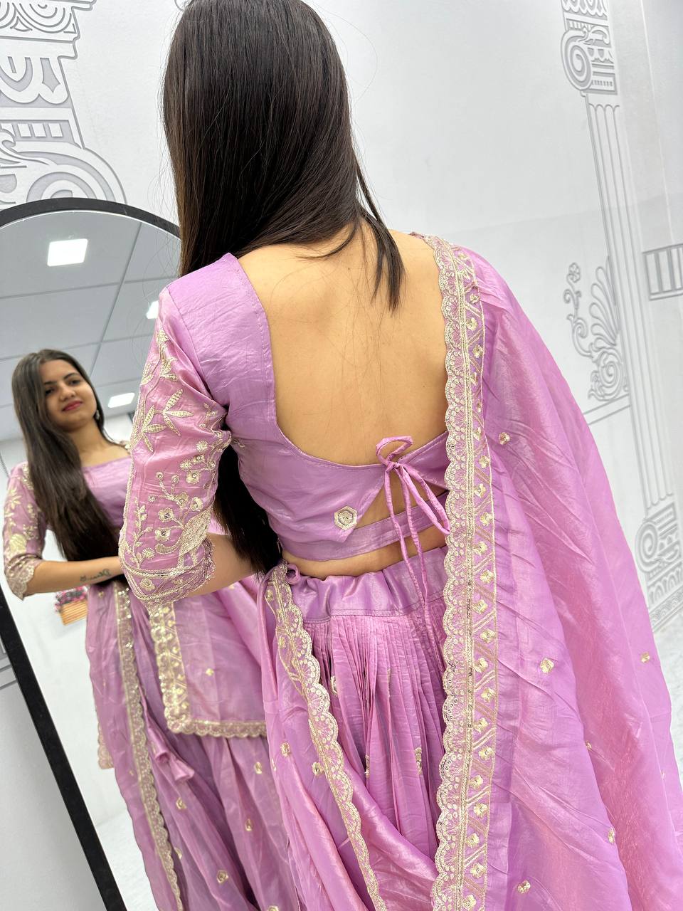 Teeya Creation Lite Purple Color Gold Crush Embroidery Work Fully Stitched Lehenga Choli