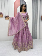 Teeya Creation Lite Purple Color Gold Crush Embroidery Work Fully Stitched Lehenga Choli