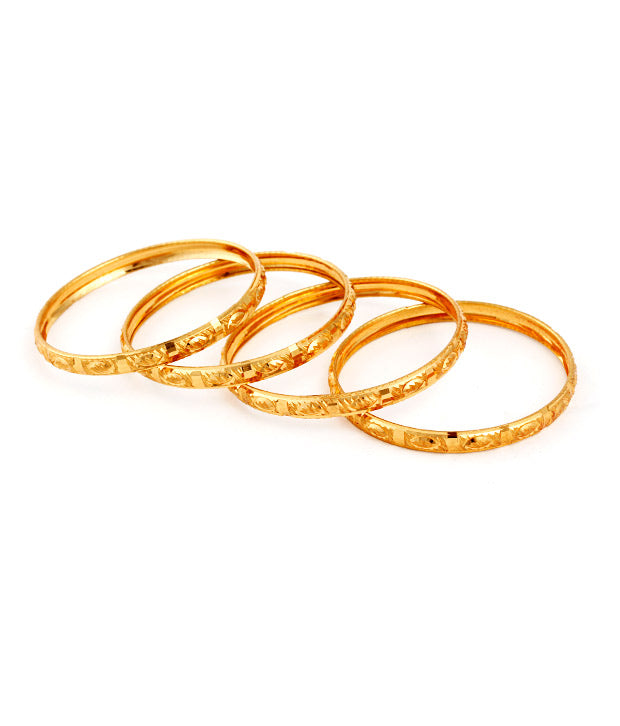 Gold-Plated Alloy Set Of 4 Gold Plated Bangle - The Pari - Distacart