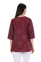 Jaitra Apparels Women Printed Pure Cotton Straight Kurta (Wine) - Distacart