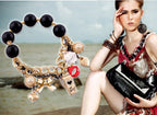 Gold-Plated Alloy Classy Beaded Charm Bracelet - The Pari - Distacart