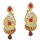 Gold-Plated Alloy Traditional Look Pearl Studded Earrings - The Pari - Distacart