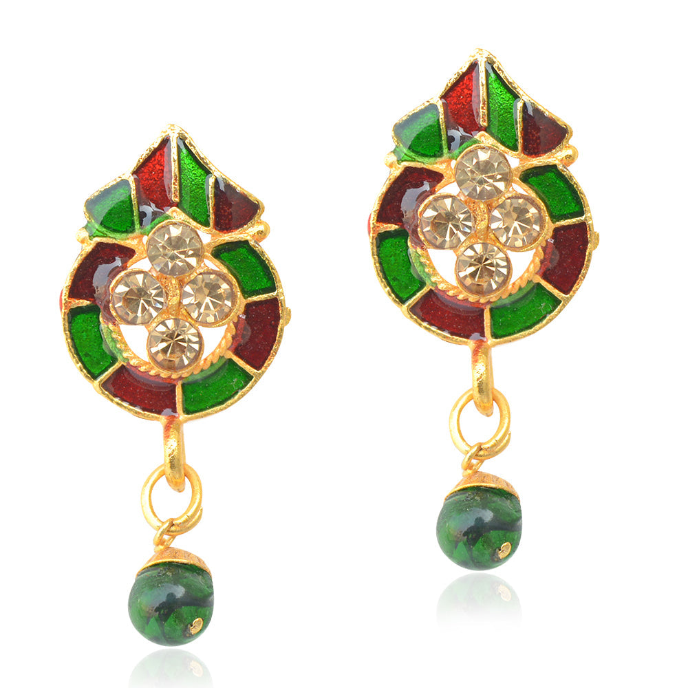 Gold-Plated Alloy Enamel Stud Earrings - The Pari - Distacart