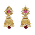 Gold-Plated Alloy Pearl Studded Jhumka Earrings - The Pari - Distacart