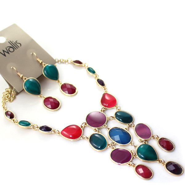 Gold-Polished Alloy Enamel Multi-Colour Designer Necklace - The Pari