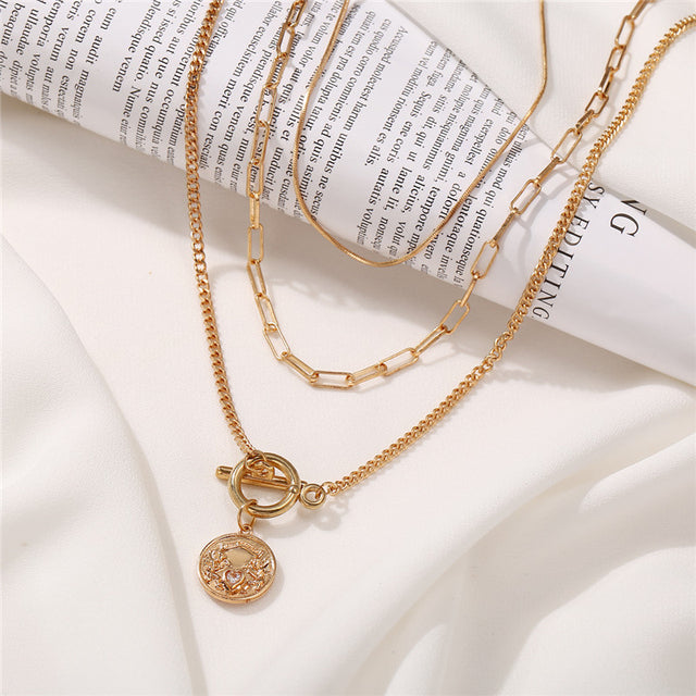 Gold-Polished Alloy Layered Designer Short Necklace - The Pari
