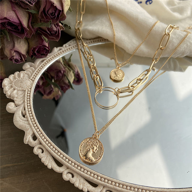 Gold-Polished Alloy Layered Designer Short Necklace - The Pari