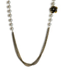 Gold-Polished Alloy Long Antuque Pearl Necklace - The Pari